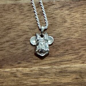 Custom Sterling Silver Minnie Mouse Pendant Necklace